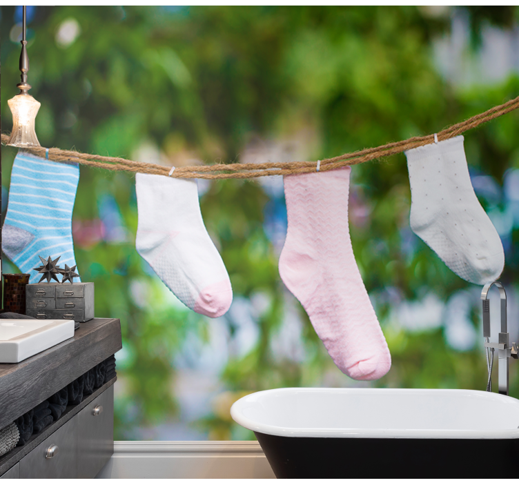 Obešanje pisanih nogavic Fototapeta vintages stilu - TenStickers