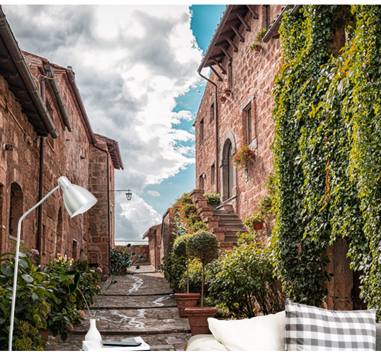 Očarljiva italijanska ulica Fototapete mest in držav - TenStickers