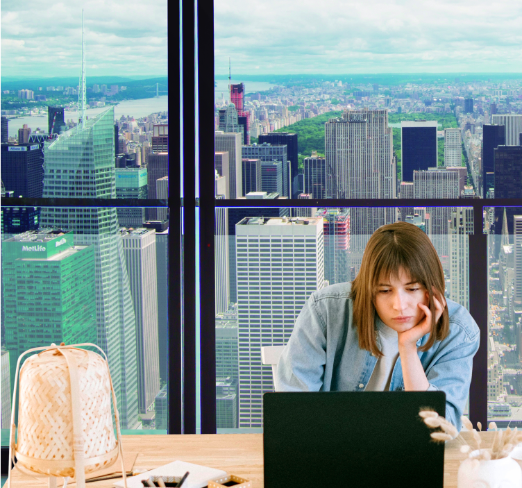 Pogled na odprto okno na steno manhattan - TenStickers