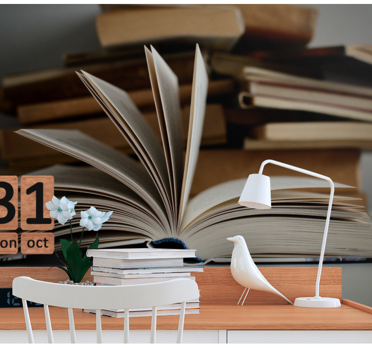 Open book scene fototapeta s citati - TenStickers