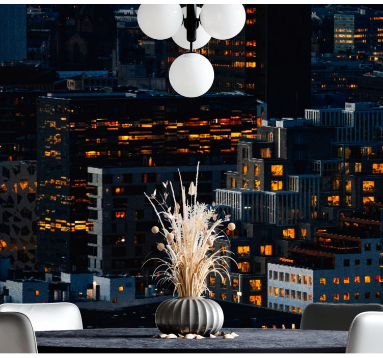 Moderne zgradbe ponoči zidni zid - TenStickers