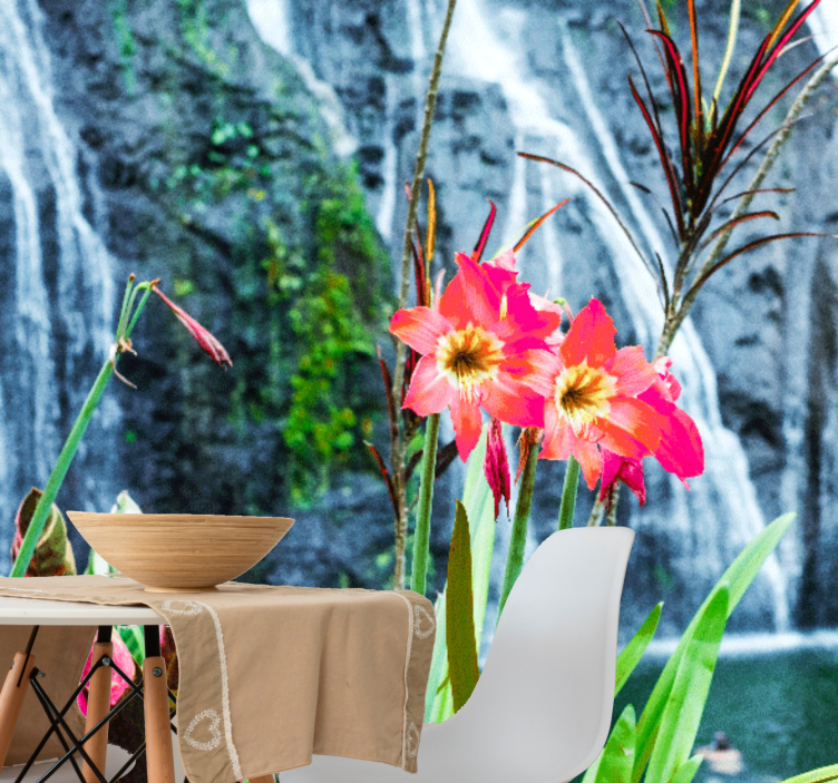 Pink tropical blooms fototapete s cvetjem - TenStickers