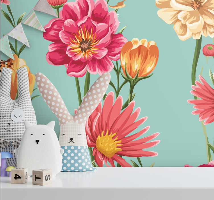 Pisane rože cvetlični stenski poslikava - TenStickers