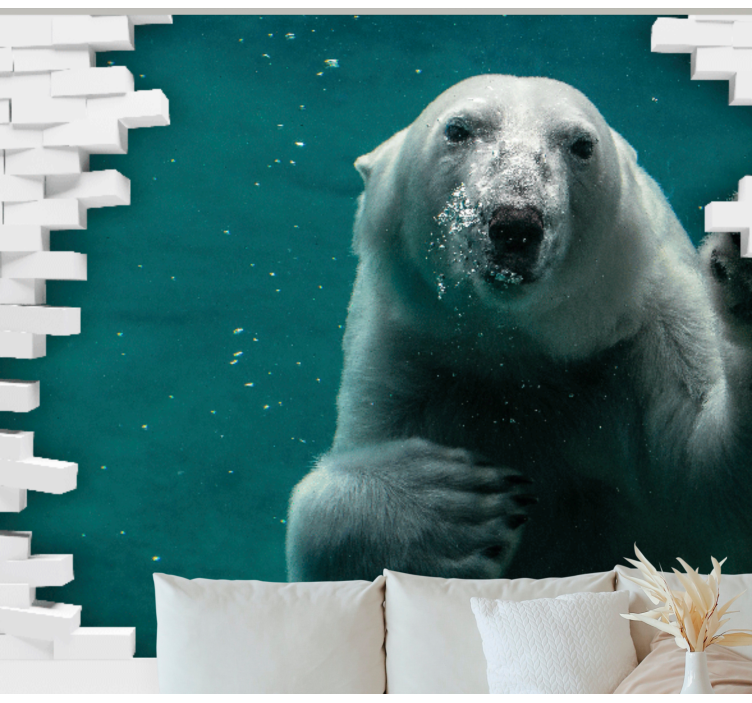 Polar bear underwater fototapete z živalmi - TenStickers