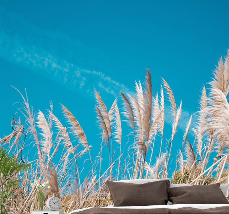 Stenska poslikava poletne in sončne narave pampasgrass - TenStickers