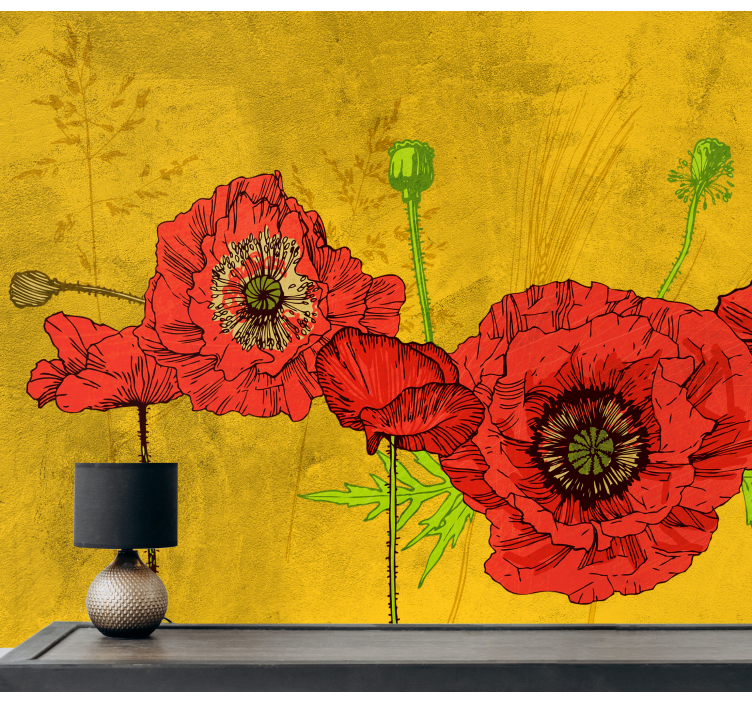 Poppy floral arrangement fototapeta z makovimi cvetovi - TenStickers