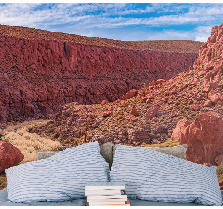 Rdeča puščavska pokrajina Fototapeta z gorami - TenStickers