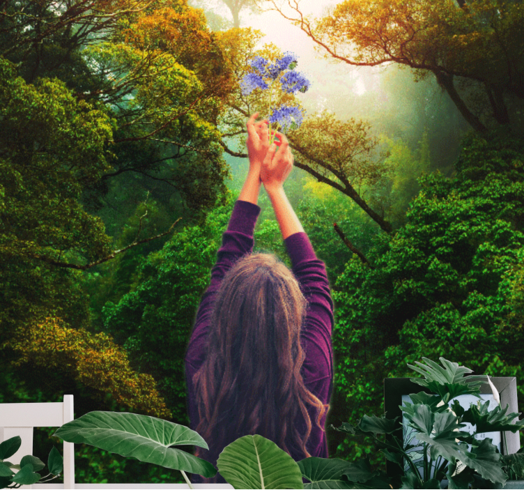 Reaching for blooms fototapete narava - TenStickers