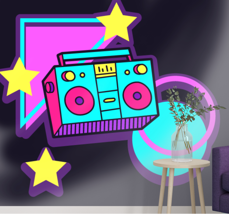 Retro boombox elements fototapete z glasbeno tematiko - TenStickers
