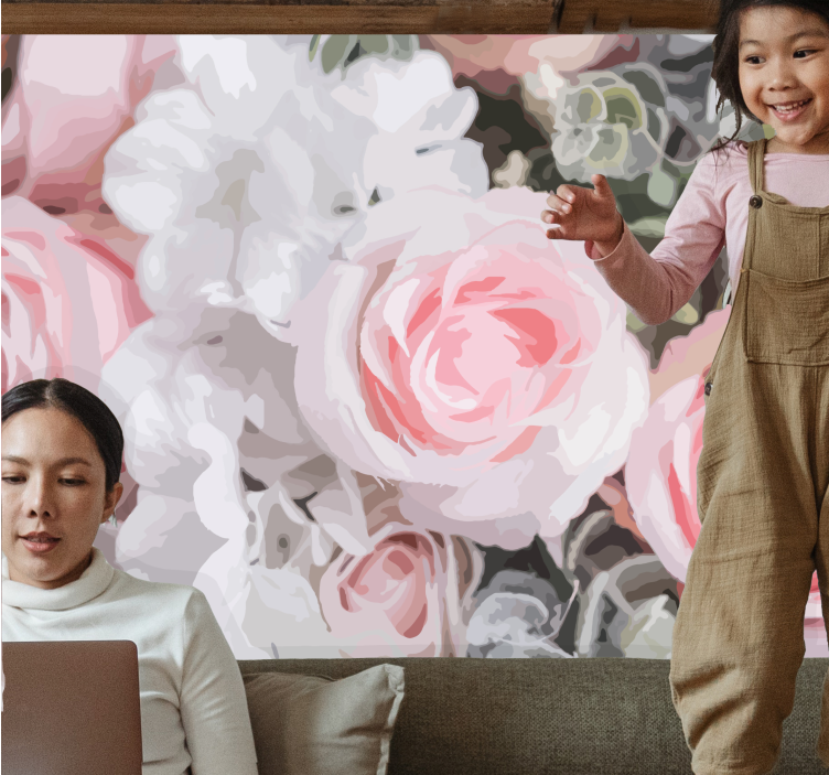 Romantic pink roses fototapete cvetje - TenStickers