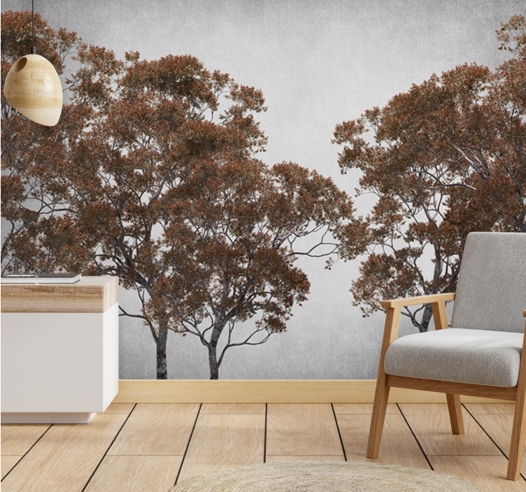 Rustic tree silhouette fototapetai dreves - TenStickers