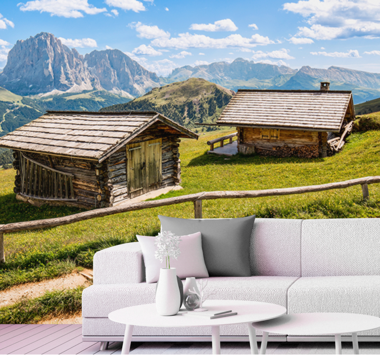 Scenic mountain cabins stenske poslikave - TenStickers