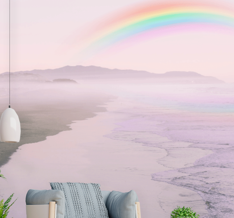 Serene beach rainbow fototapete narava - TenStickers