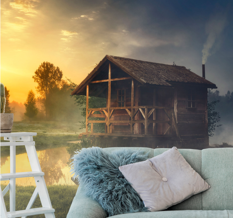 Serene cabin sunset stenske poslikave - TenStickers