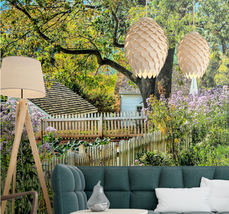 Serene garden view stenske poslikave - TenStickers