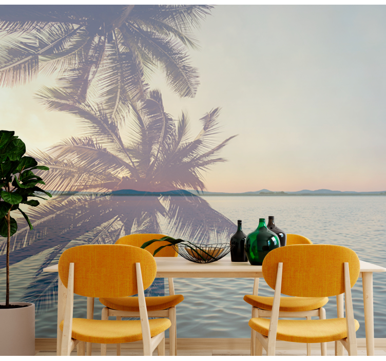 Serene palm silhouette fototapete narava - TenStickers