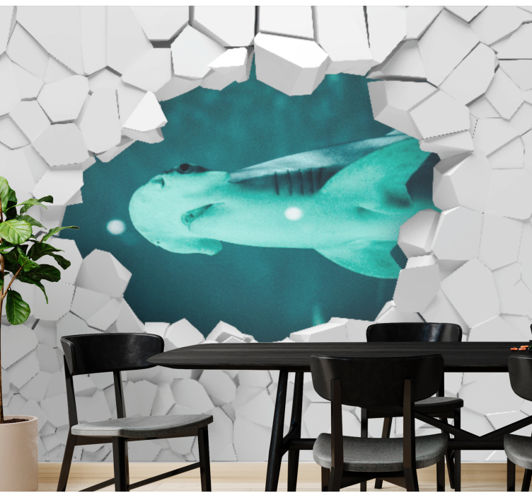 Shark breaking through fototapeta z vozili - TenStickers