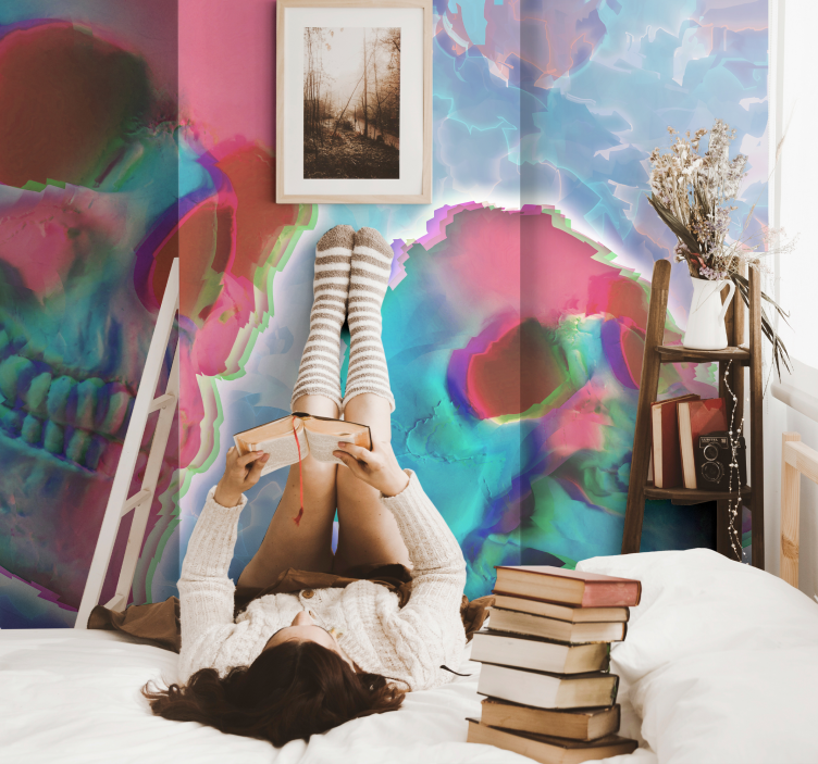 Stenska poslikava psihedelične glave smrti - TenStickers