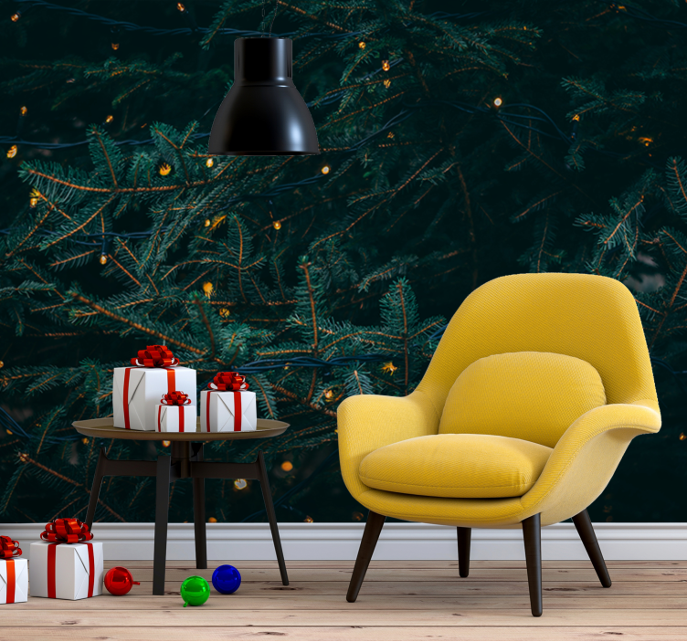 Božična stenska slika z zelenim borom - TenStickers