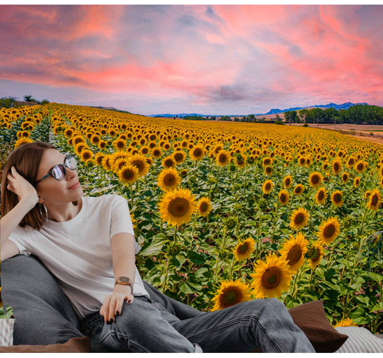 Sunflower field vista fototapete cvetje - TenStickers