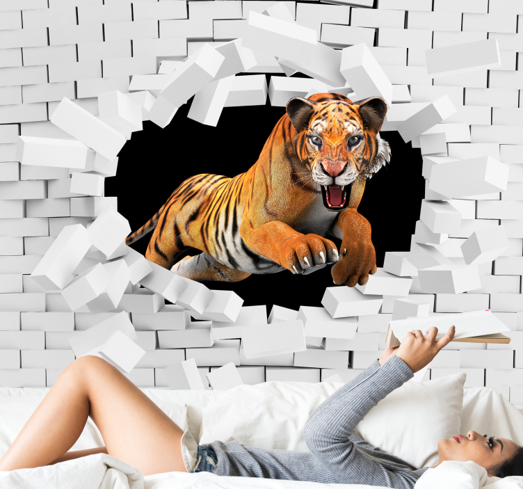 Realistična stenska fototapeta tiger 3d - TenStickers