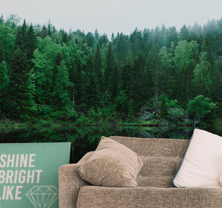 Tranquil forest reflection fototapete narava - TenStickers