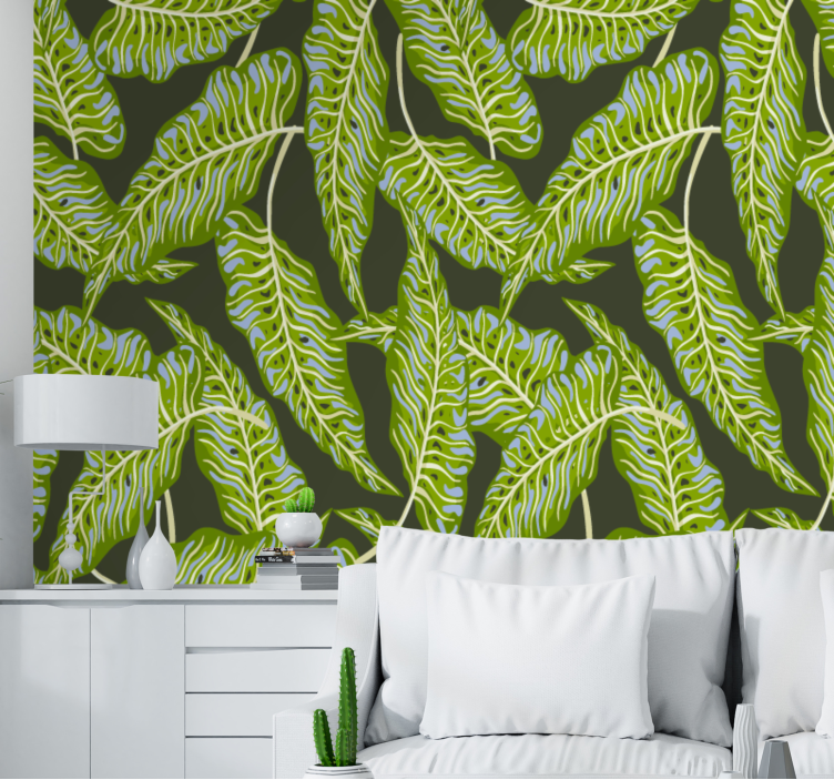 Tropical leaf illustration fototapete narava - TenStickers