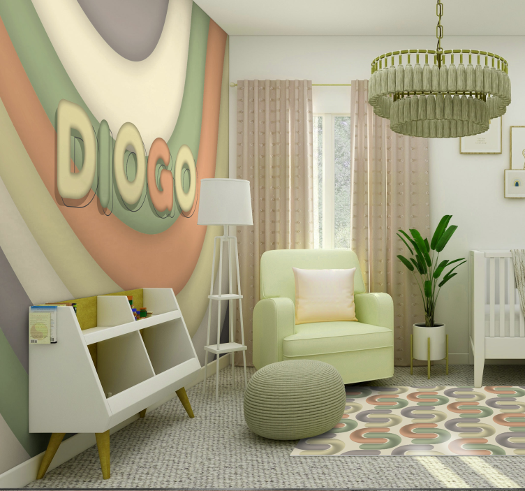 Ukrivljene črte z imenom Fototapete za otroško sobo - TenStickers