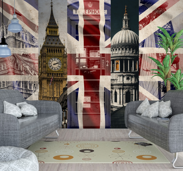 Union jack london zidni mural - TenStickers