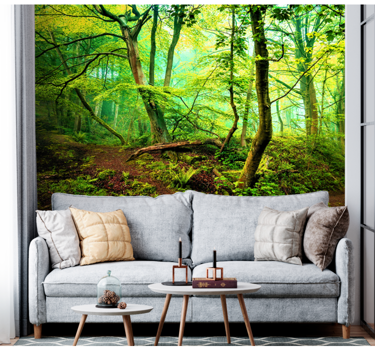 Vibrant green woodland fototapeta gozd - TenStickers