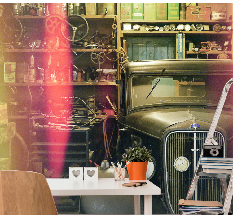 Vintage automobile showcase fototapeta z vozili - TenStickers