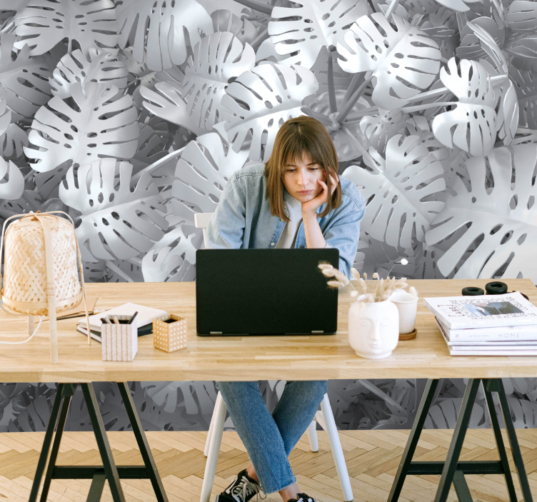 Vzorec listov monstere Fototapete Narava - TenStickers