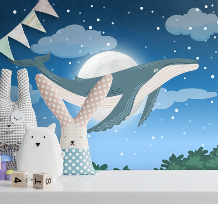 Whale under moonlight fototapete z živalmi - TenStickers