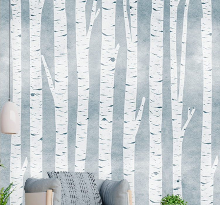 White birch forest fototapetai dreves - TenStickers