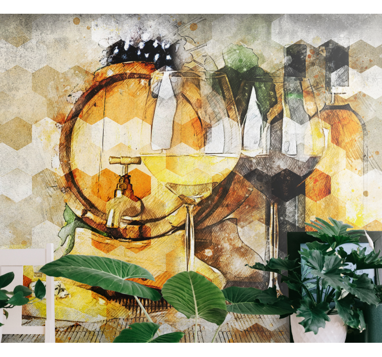 Wine barrel art fototapete z glasbeno tematiko - TenStickers