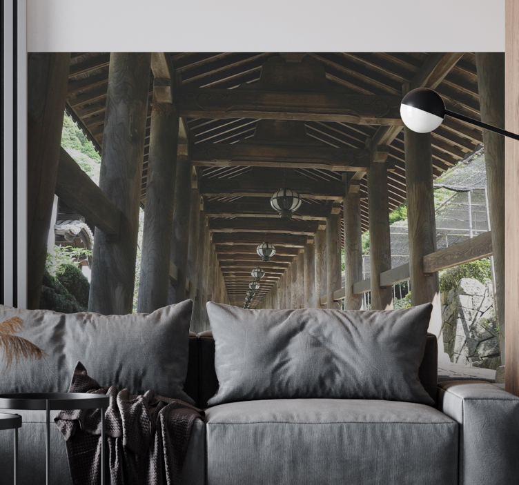 Wooden pathway view fototapeta gozd - TenStickers