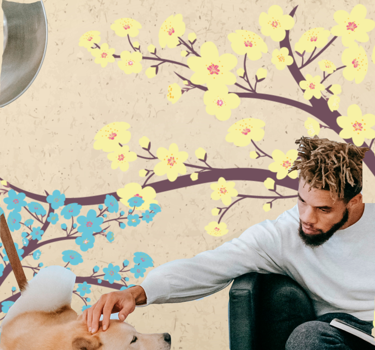 Yellow blossom branches fototapete cvetje - TenStickers