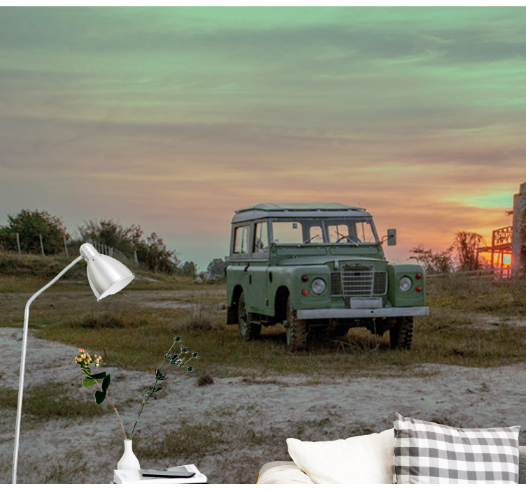 Zeleni klasični avto Fototapeta z vozili - TenStickers