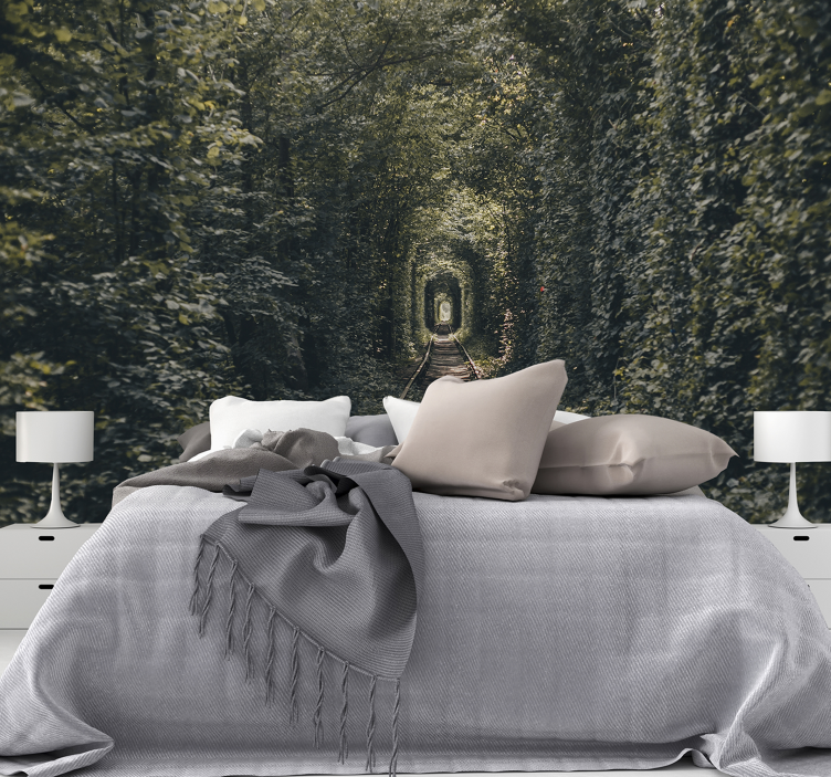 železniški tunel dreves narave stenski zid - TenStickers