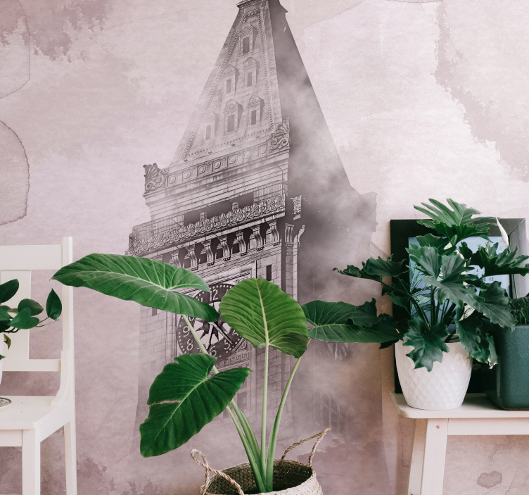 Zgodovinski stolp z uro Fototapete mest in držav - TenStickers