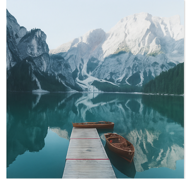 Jezero braies, dolomiti Fototapeta z gorami - TenStickers