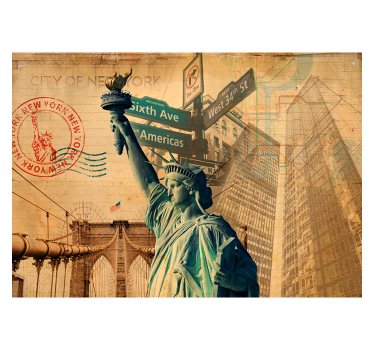 Starinski kolaž svobode Fototapeta New York - TenStickers