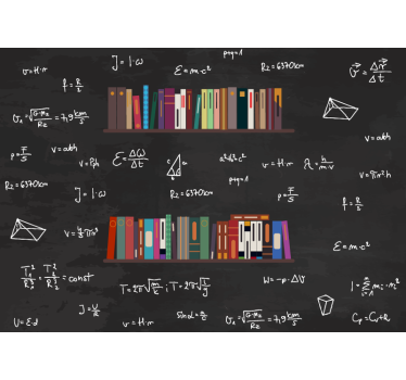 fototapeta za knjižne police in matematične formule - TenStickers