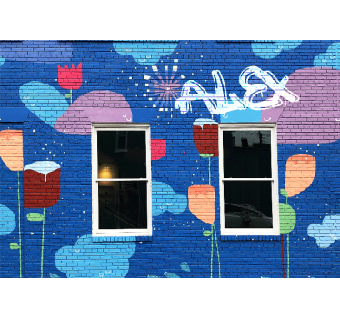 Barviti cvetlični elementi Fototapete s graffiti motivi - TenStickers