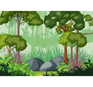 Vibrant foliage landscape tapeta džungle - TenStickers