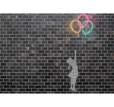 Deklica, ki sega po balonih, fototapete s graffiti - TenStickers