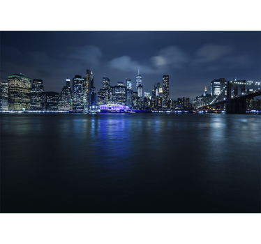 Modri manhattan ponoči new york fototapeta tapeta - TenStickers