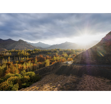 Mountainous autumn scene stenske poslikave - TenStickers