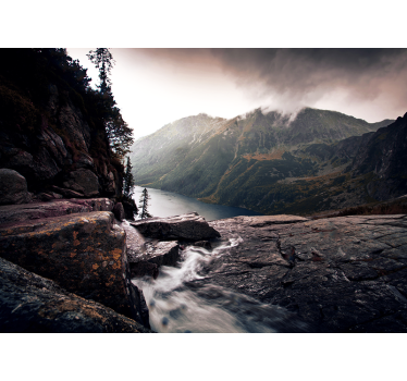 Scenic lake vista in the mountains stenske poslikave - TenStickers