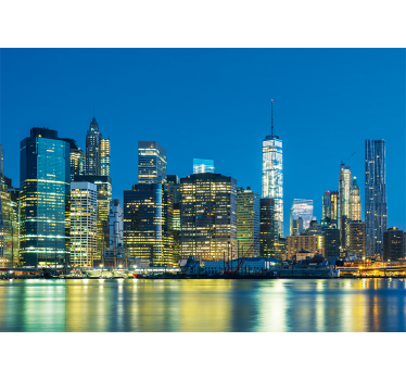 Nyc skyline night fototapeta new york - TenStickers